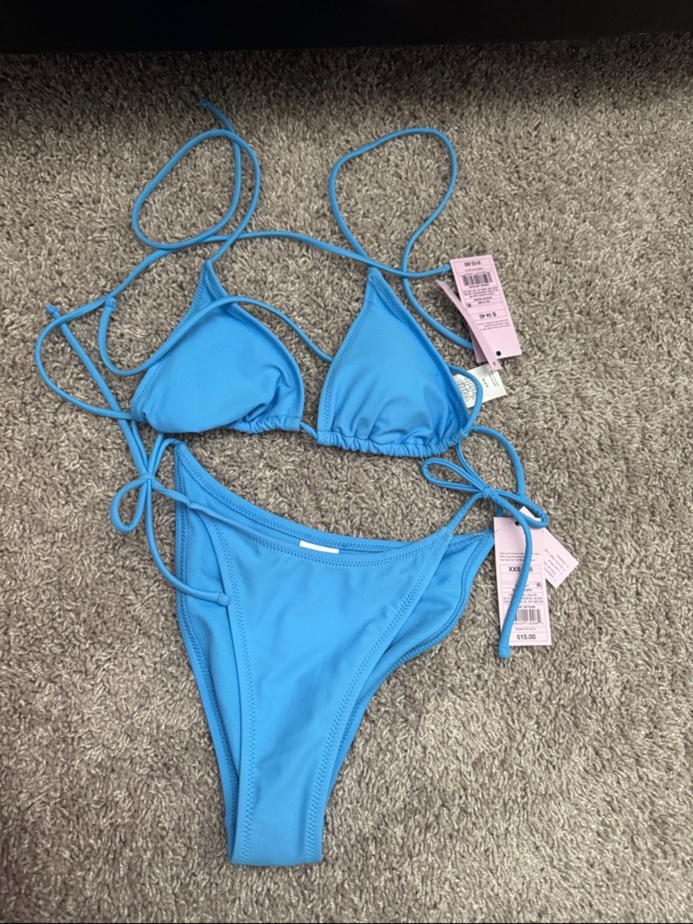 Blue two piece swimsuit
